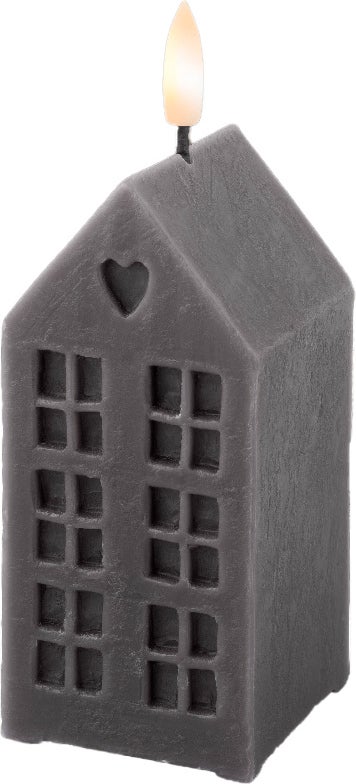 Lumineo LED stompkaars huis Talo grijs 6 x 6 x 14,8 cm