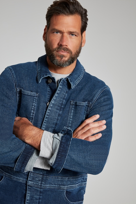 Overall, Denim, Workwear, Brusttaschen, Langarm