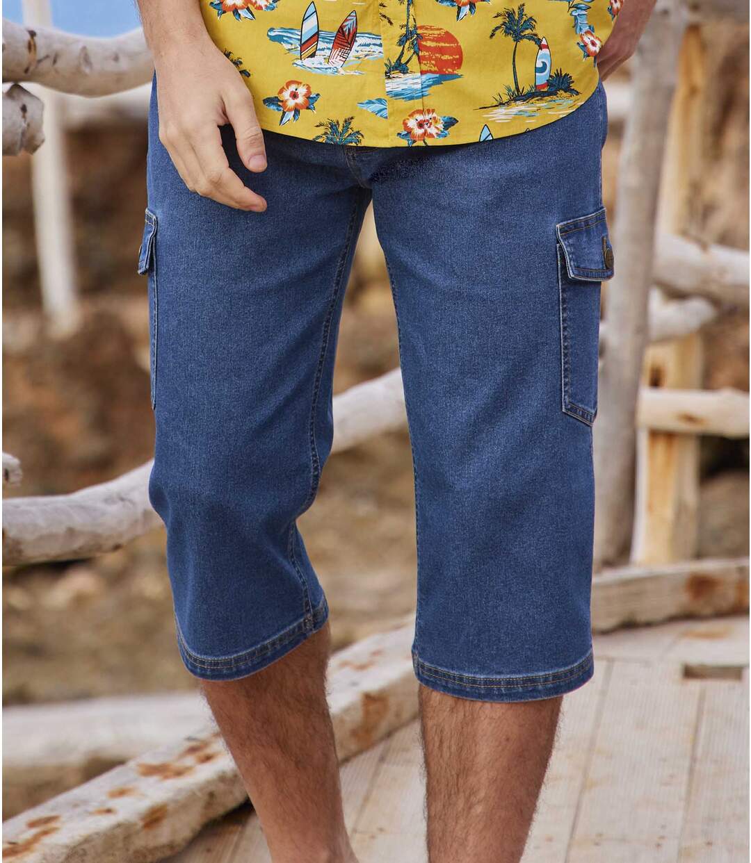 Pantacourt Denim Cargo