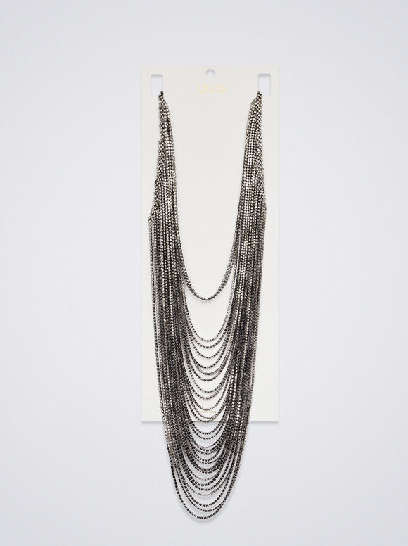 Colar corporal com strass - Prateado