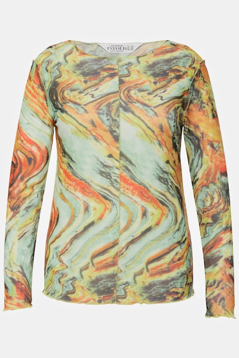 Longsleeve, Regular Fit, Mesh, Allover Print, Rundhals, Langarm
