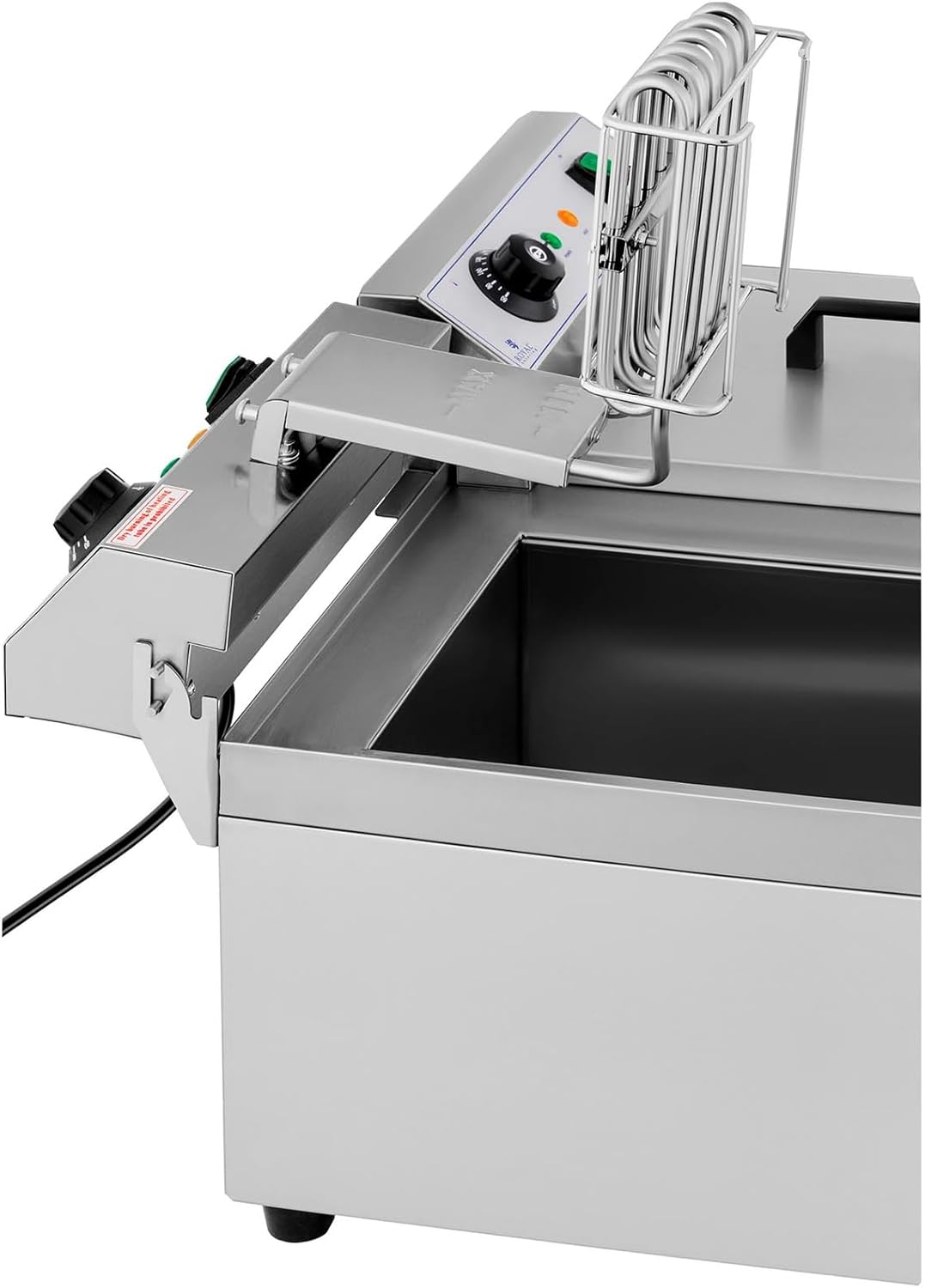 Royal Catering Elektro-Doppel-Fritteuse Edelstahl Doppel-Fritteuse (2 x 3200 W, Kapazität: 2 x 13 l, Temperaturbereich: 50-200 °C, Kaltzone, mit Ablasshähnen)