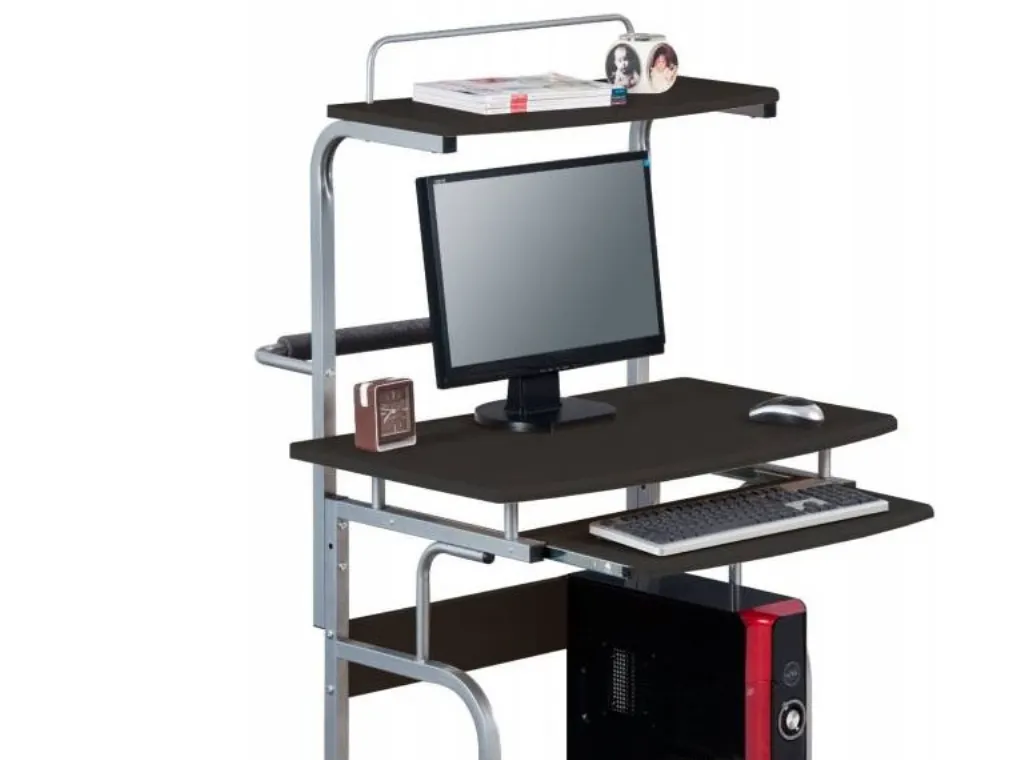 TECHly - Vogn med hjul - for LCD-display/tastatur/mus/CPU/printer - metal, MDF - blank sort, sølv