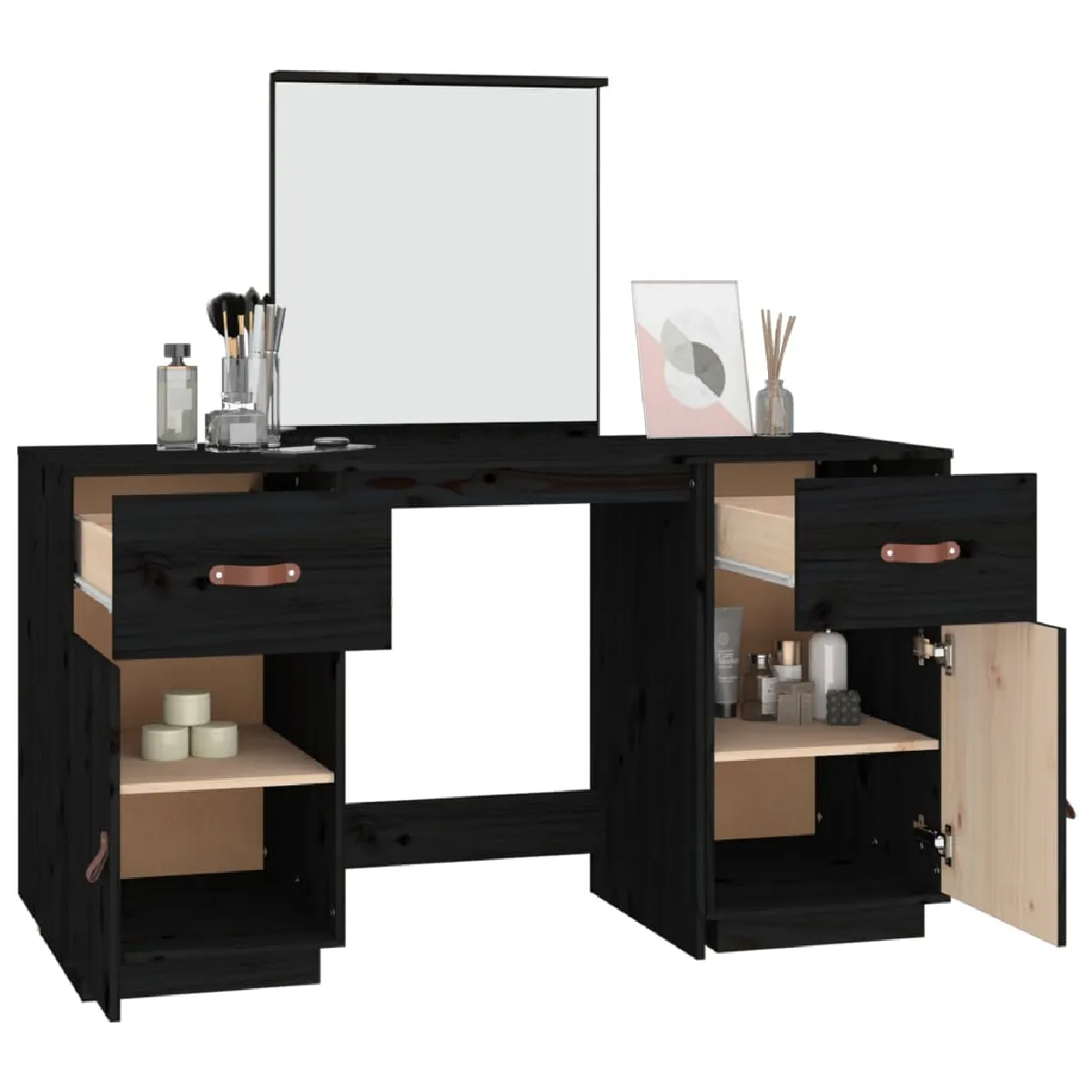 vidaXL Coiffeuse avec Miroir - Noir