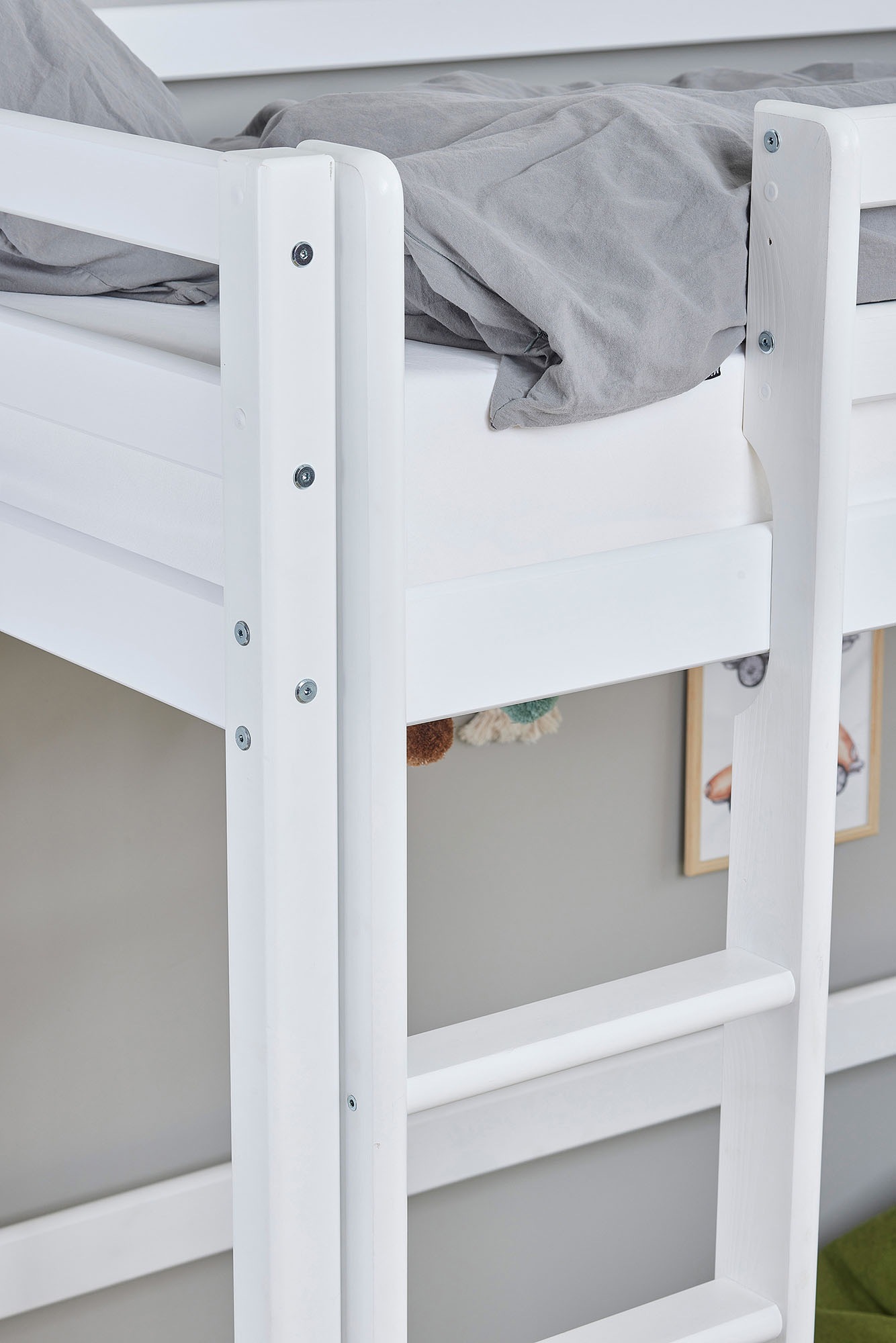 Hoppekids Hochbett »Hochbett 90x200cm mit Schreibtisch, umbaubar zu Einzelbett« FSC® zert. Massivholz, Hochbett ohne Schreibtisch nutzbar
