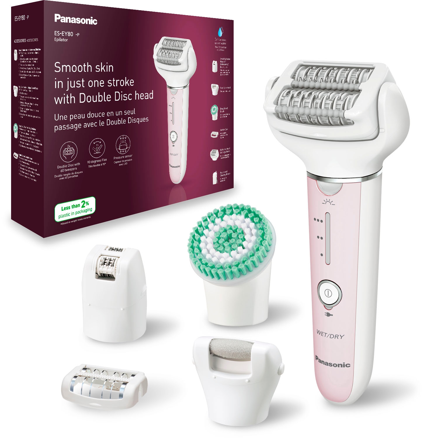 Panasonic Epilierer »ES-EY80-P503« 5 Stk. Aufsätze 5-in-1 Nass-/Trocken-Epilierer