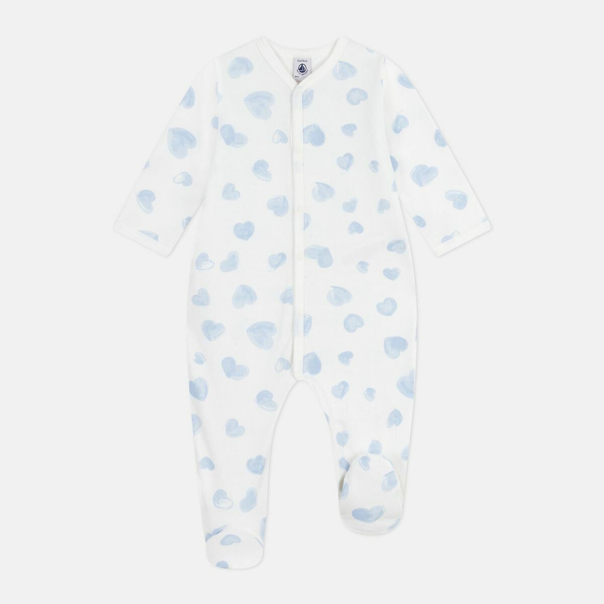 PETIT BATEAU<br>Pijama de bebê em fleece escovado com estampa de coração