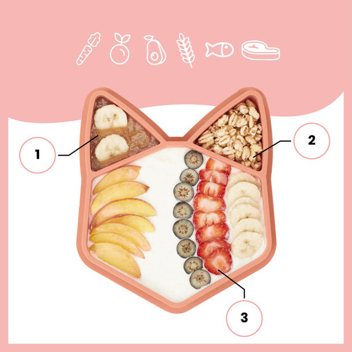 Assiette silicone compartimentée ISY PLATE renard terracotta - BABYMOOV