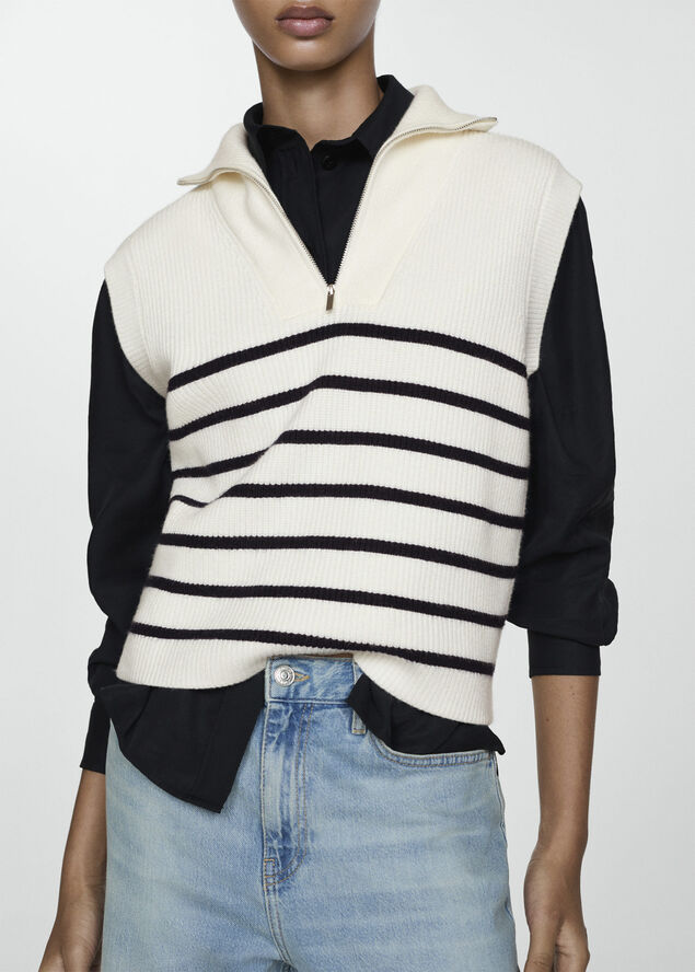 MANGO Knitted gilet with zip Navy