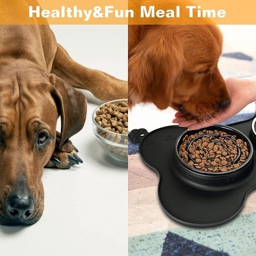 Alimentador para animais de estimação Edipets anti-engasgo em aço inoxidável cinza