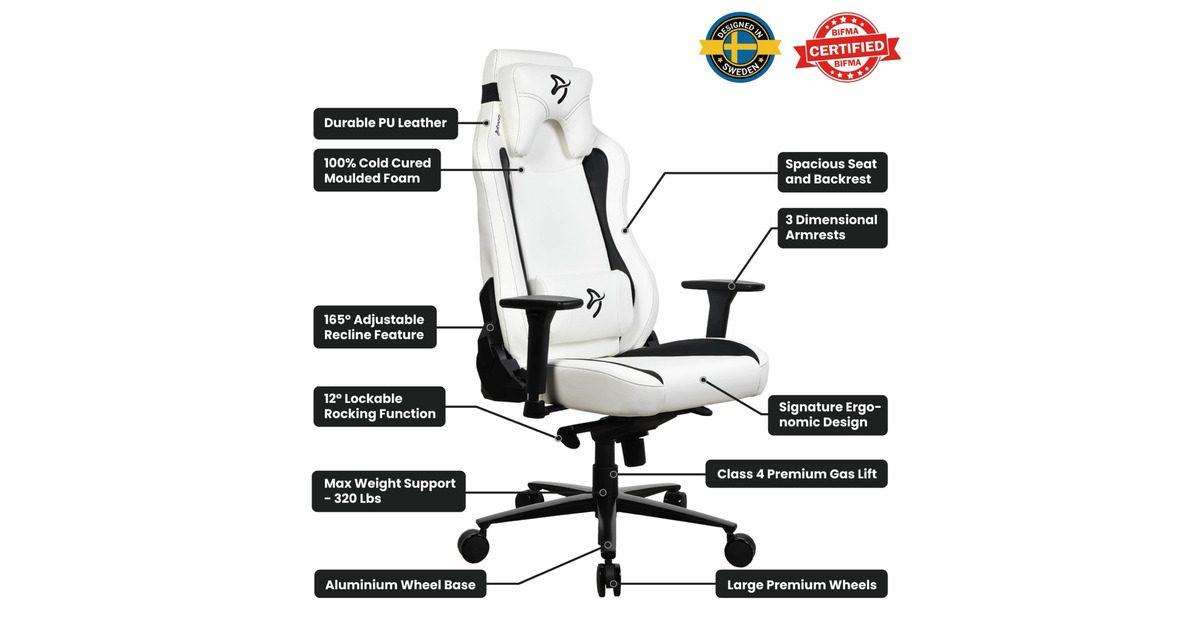 ArozziVernazza SoftPU - White gamestoel  (Wit)