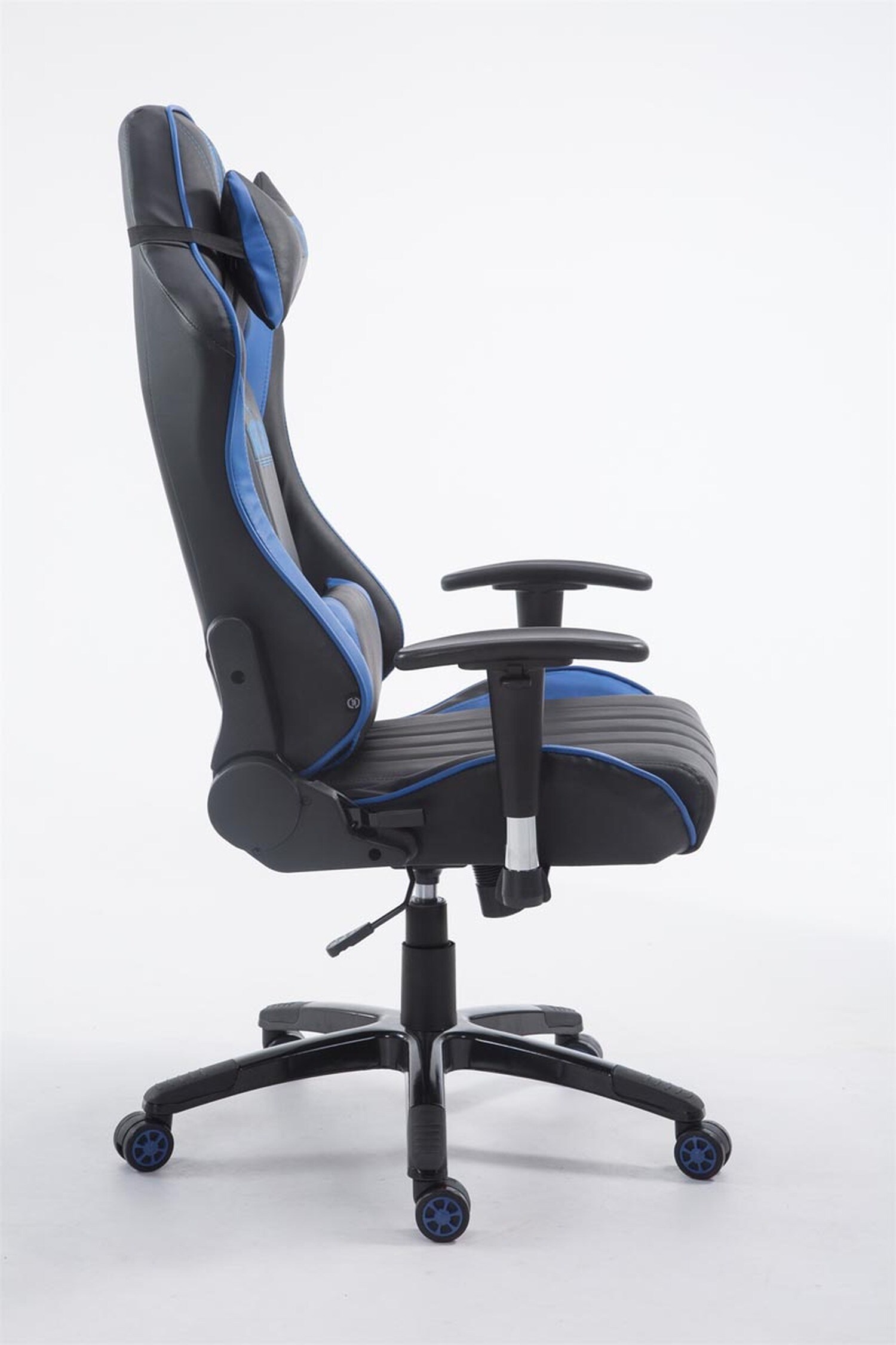 TPFLiving Racing Bürostuhl Shiva Kunstleder Schwarz/Blau