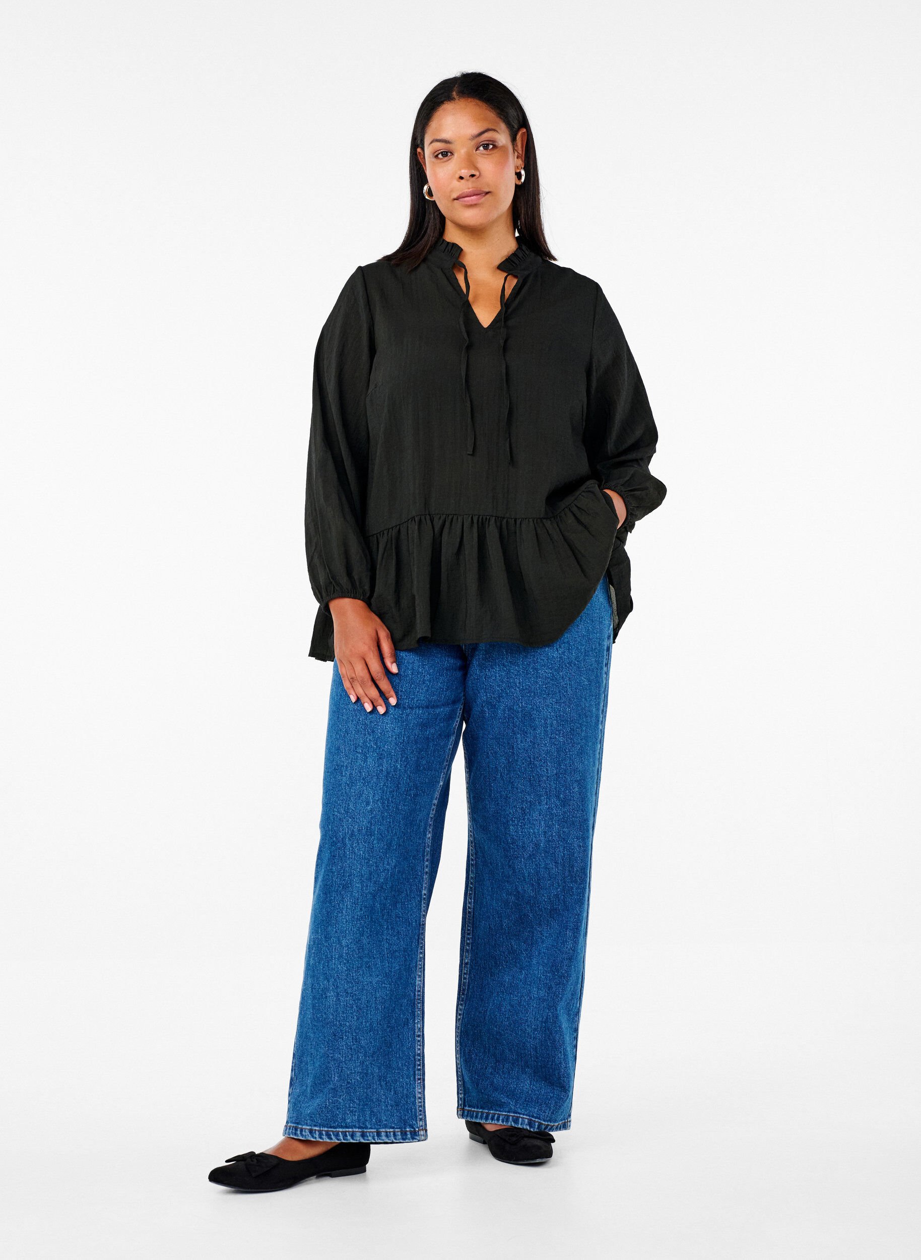 Viskose bluse med peplum