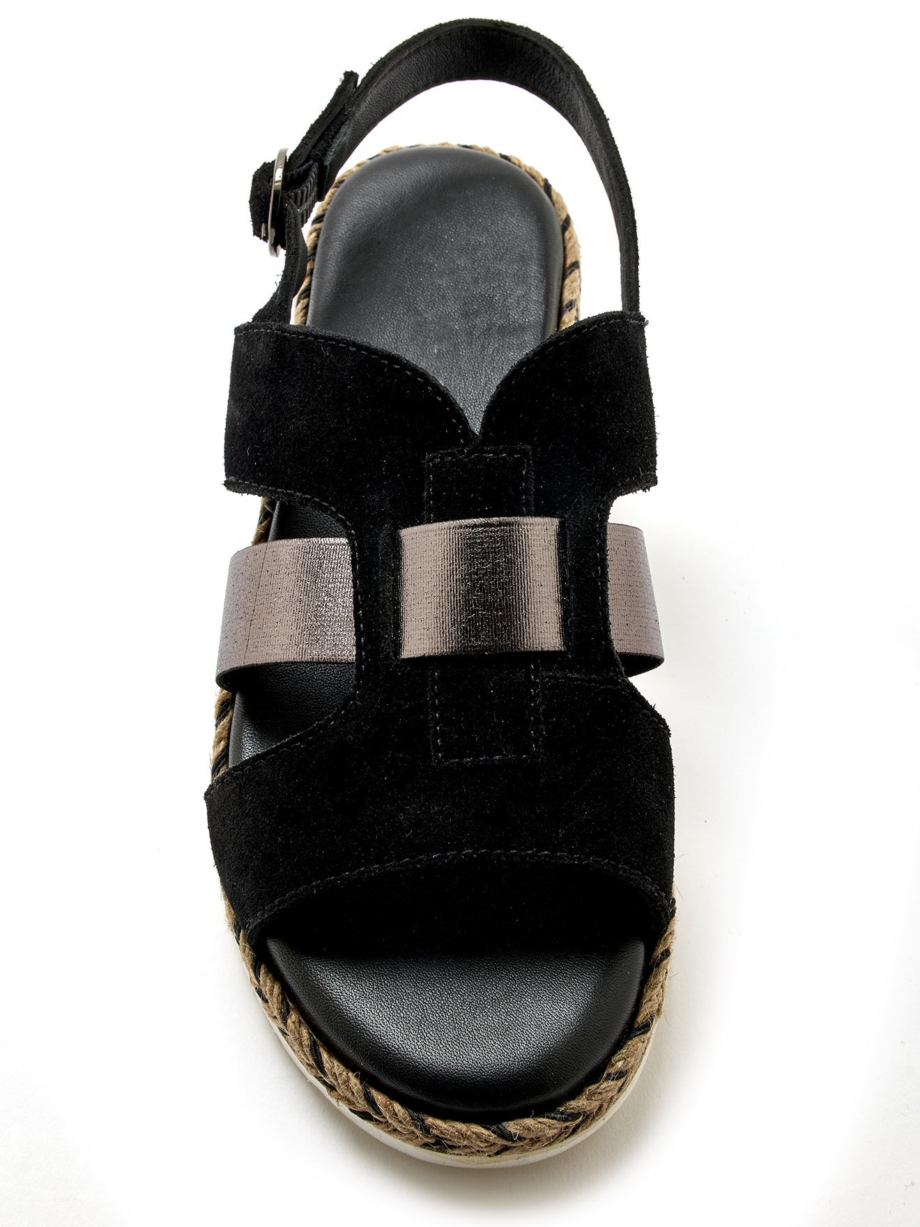 Sandales compensées cuir velours