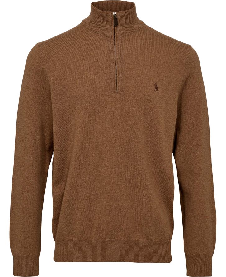 Polo Ralph Lauren Wool Quarter-Zip Sweater Latte brown heather