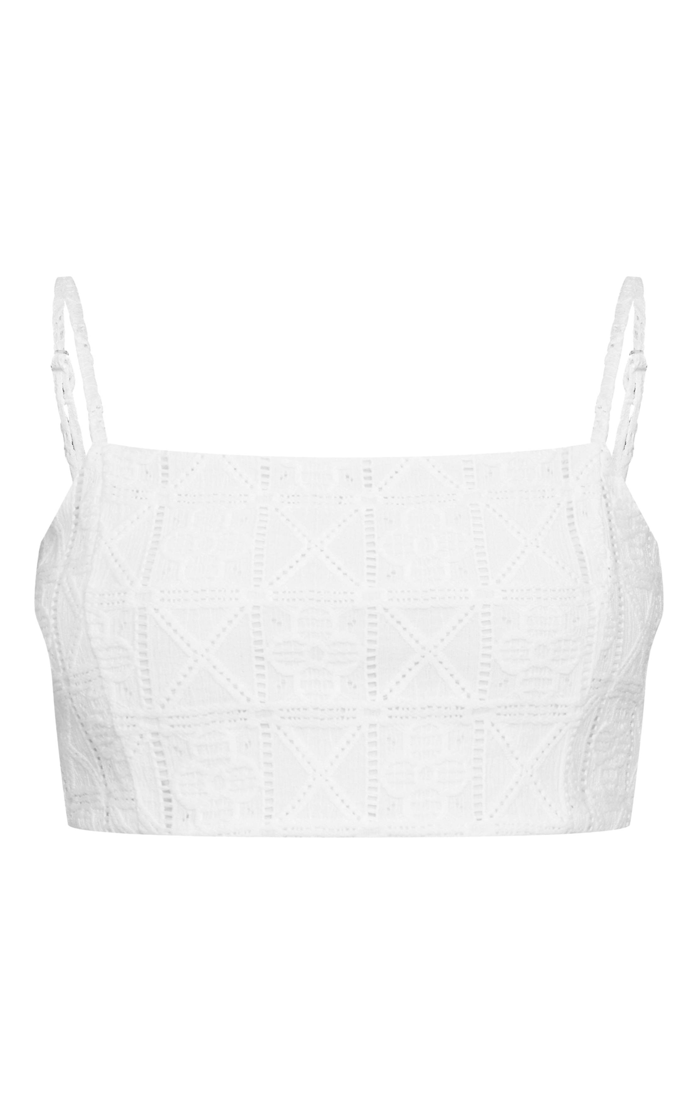 Blanc Brassière Texturée Au Crochet