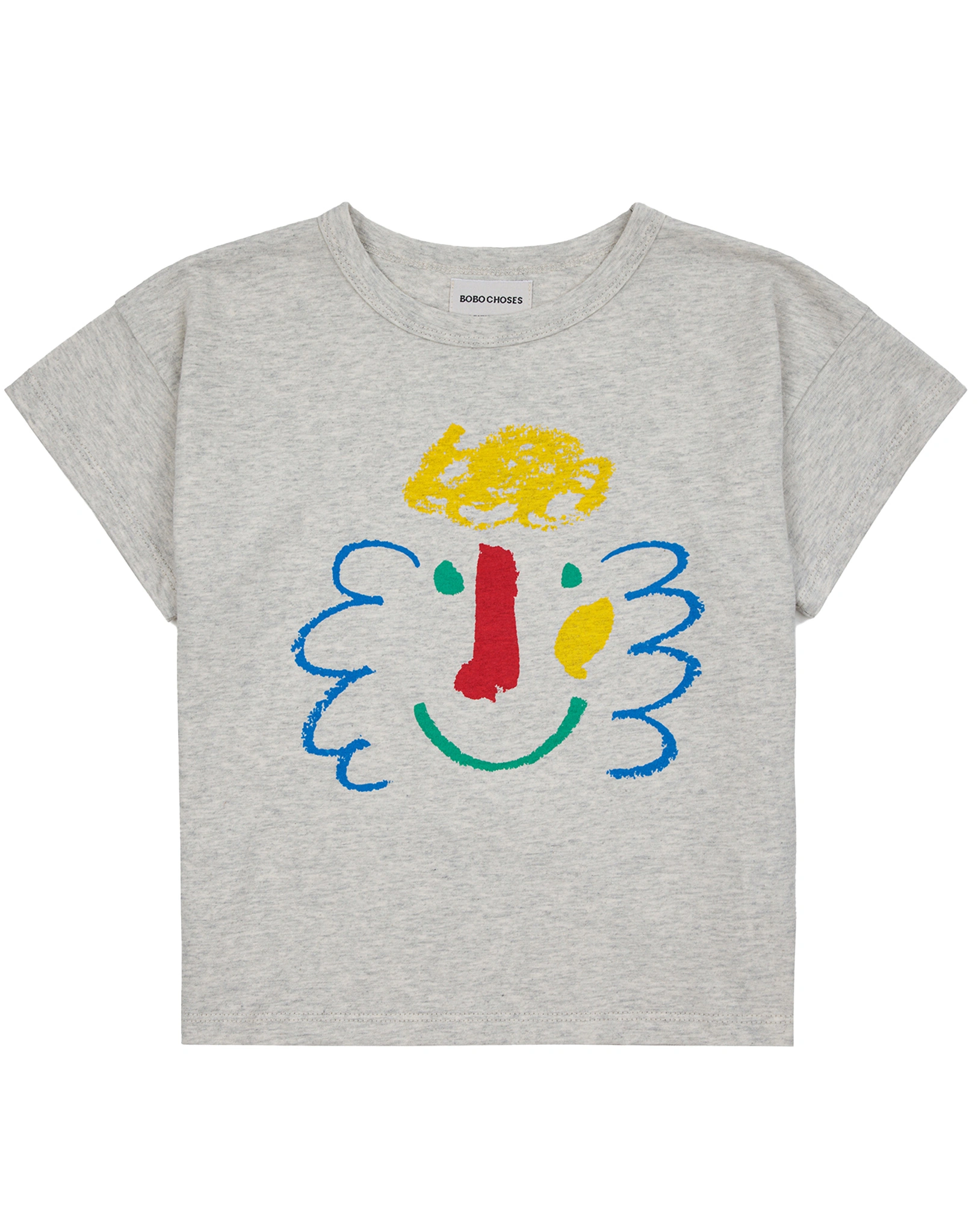 T-Shirt HAPPY MASK in light heather grey