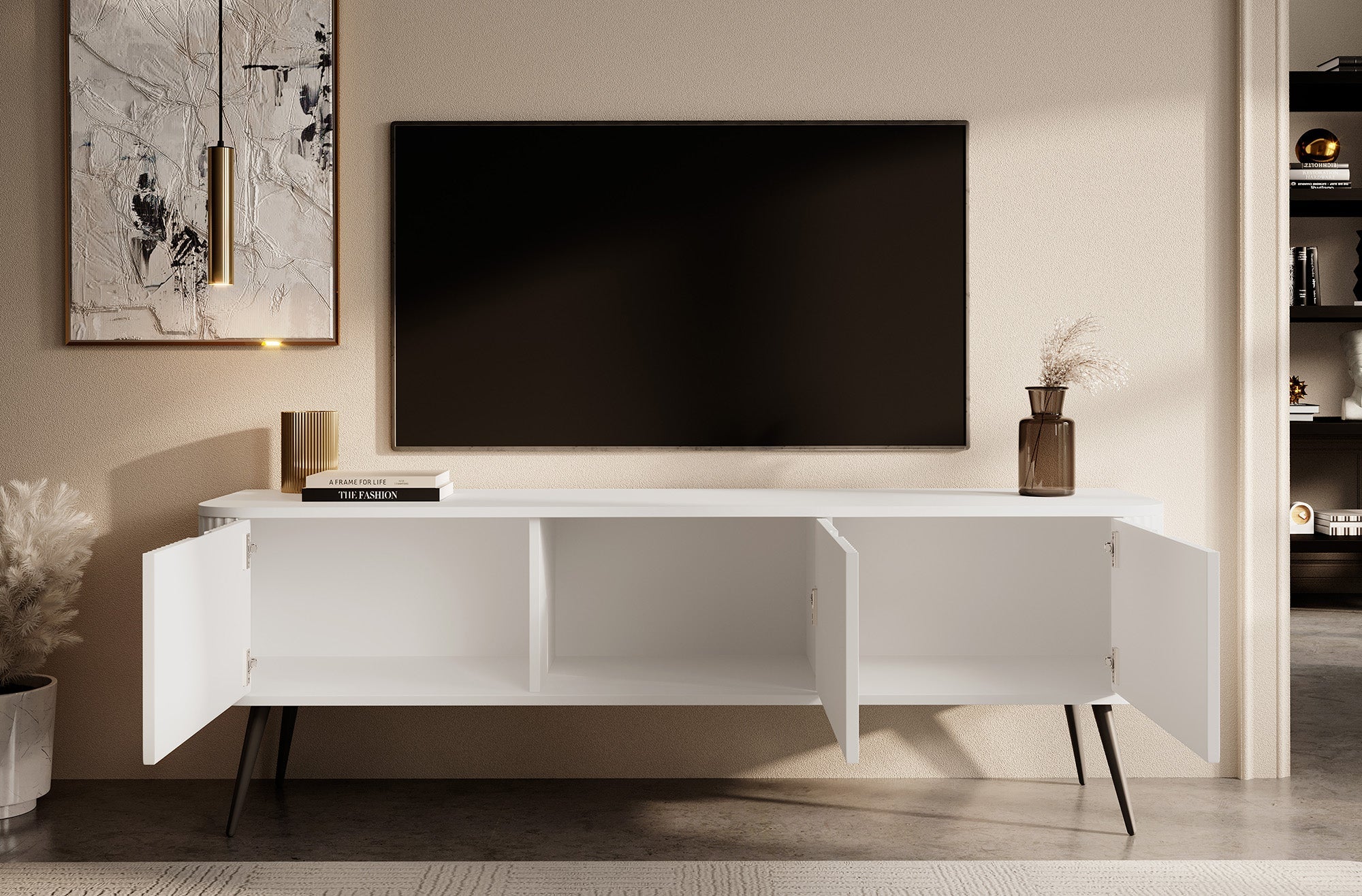 Meubella - TV-Meubel Zakari - Wit - 168 cm
