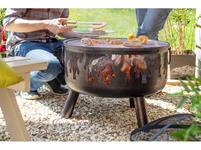 La Hacienda Feuerschale Wildfire, Ø 61 cm Robuste Feuerstelle mit attraktiven Flammendesign und Bronzefärbung