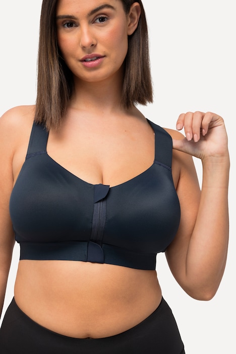 Sport-BH, ohne Bügel, Zipper, gekreuzte Träger