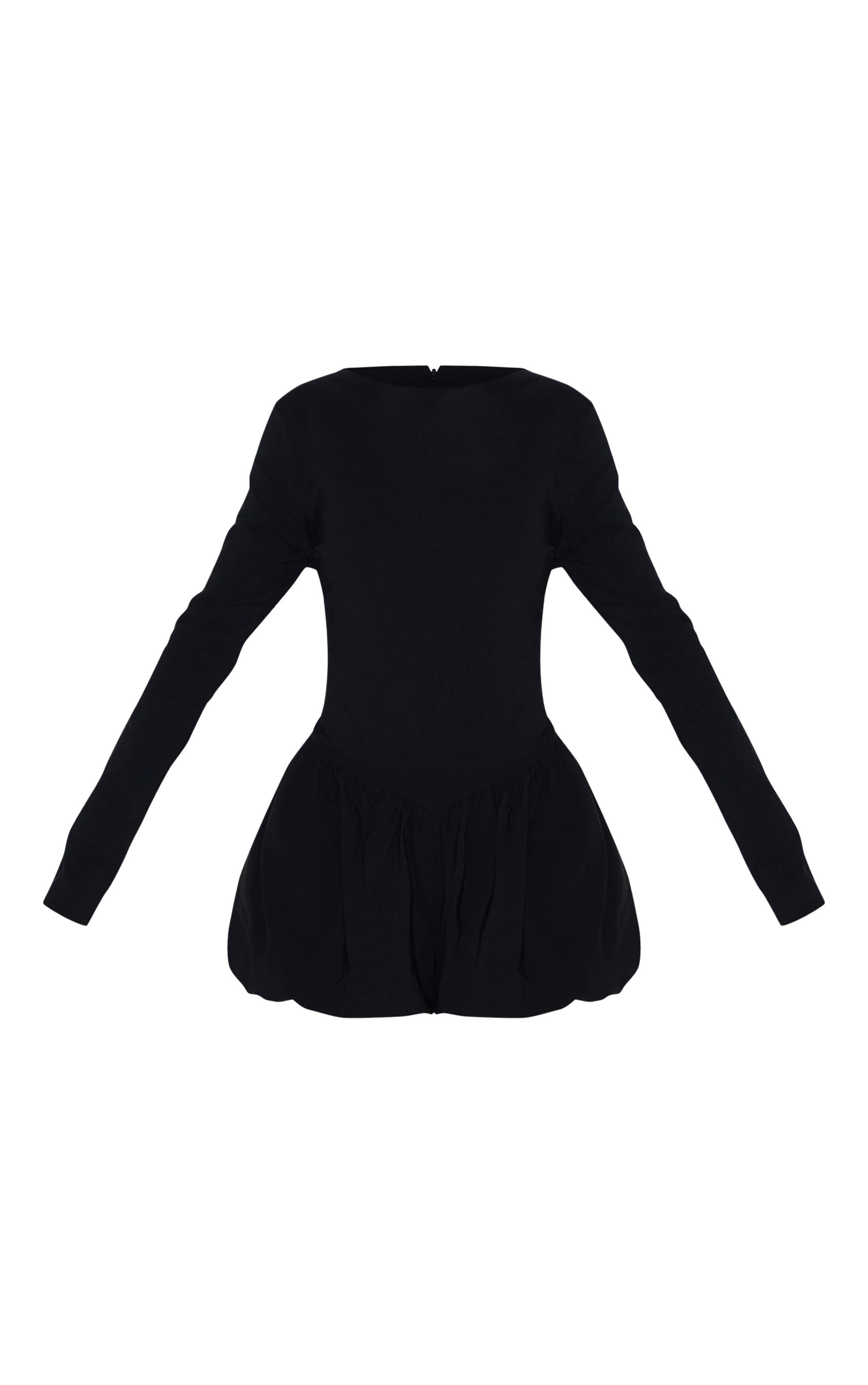 Noir Combi-short Jupe-culotte Bouffante Col Montant En Tissu Extensible