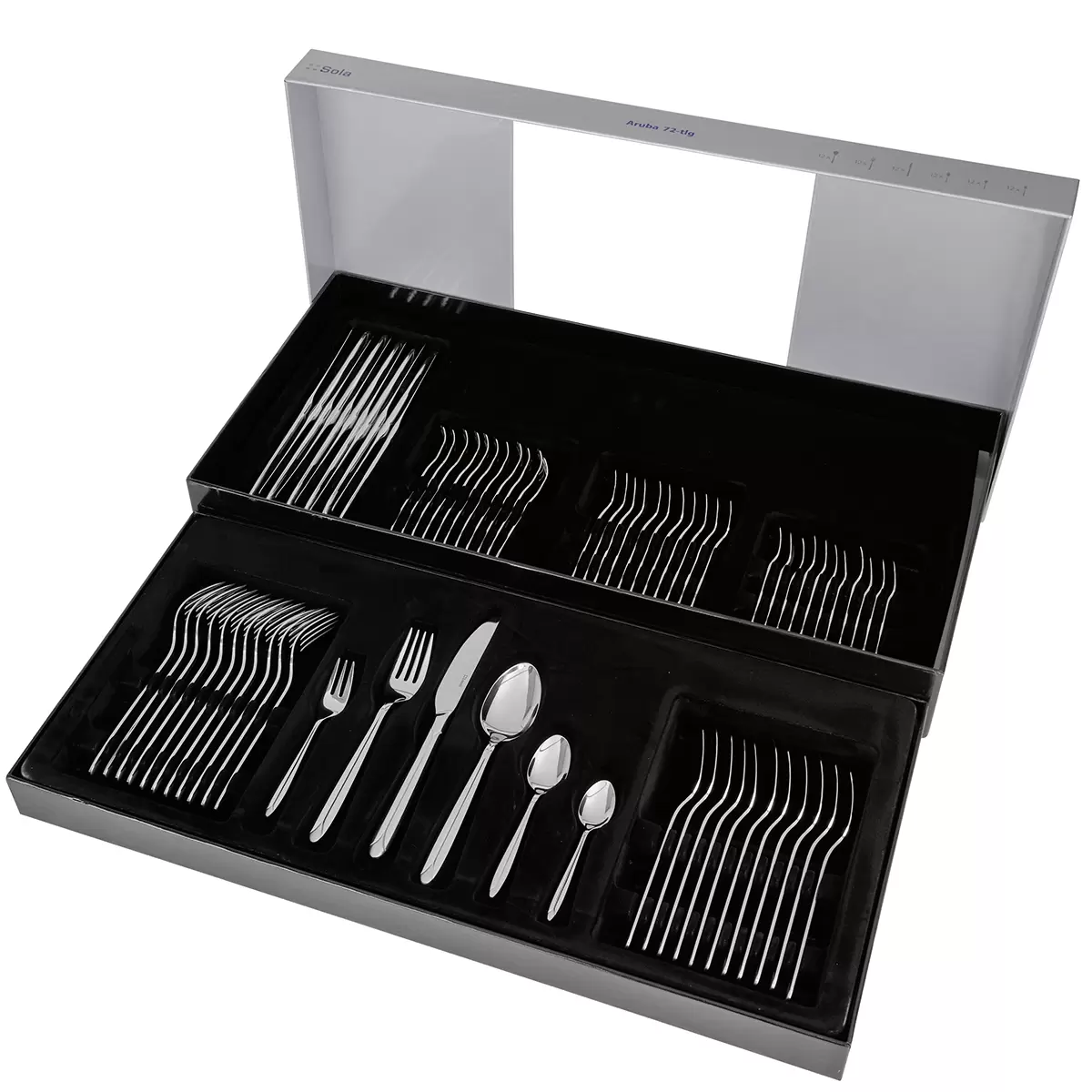 Besteckset 72-teilig Lusol Aruba II Silber