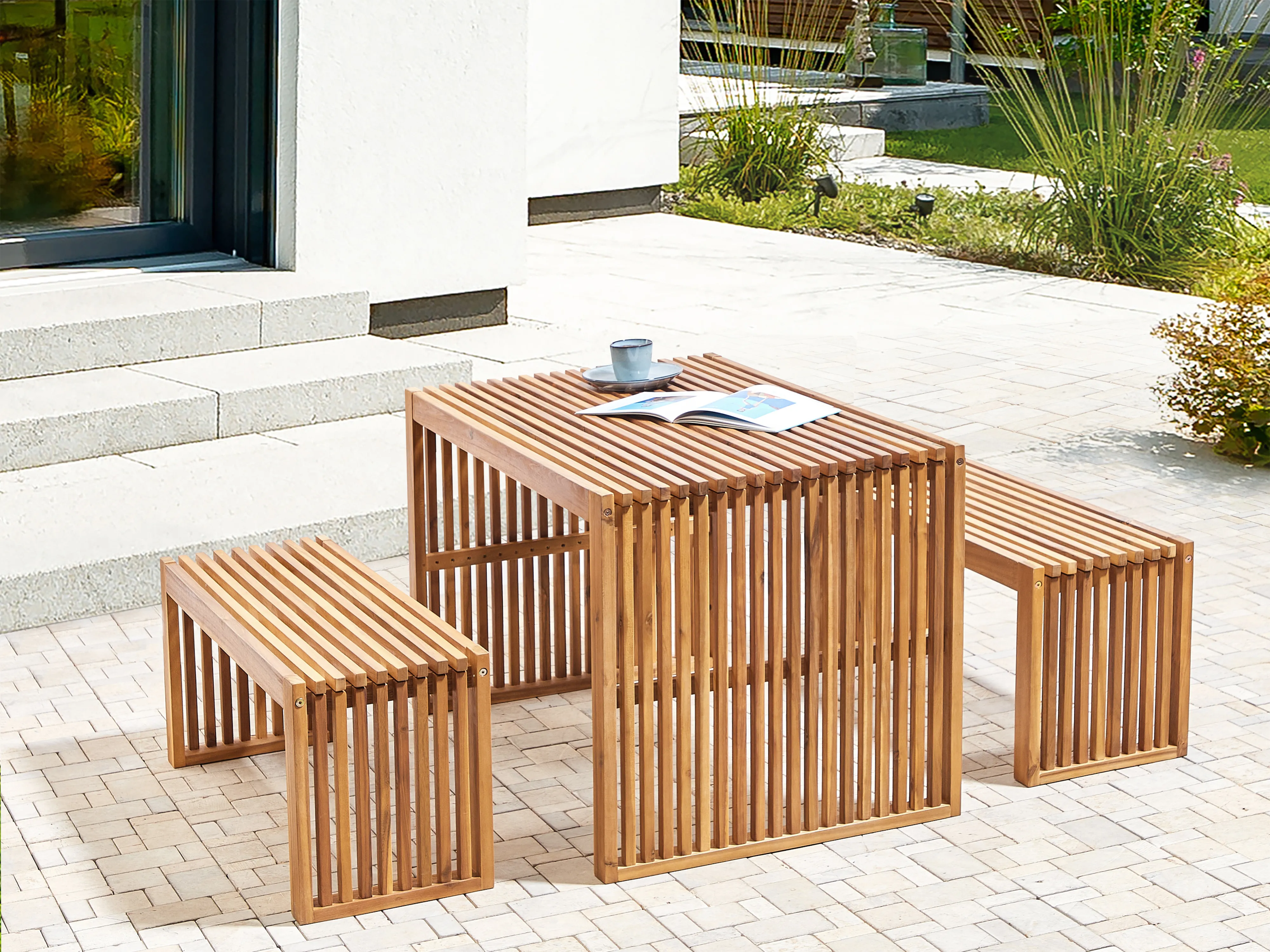 Set van 2 tuinbanken SULZANO 150 cm Acaciahout Bruin