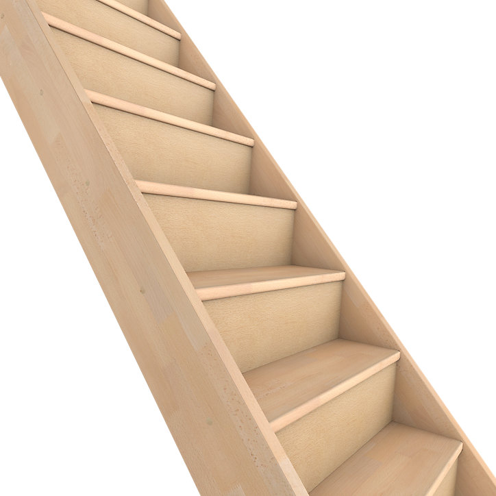 Escalier droit avec contremarche FORTIA hêtre naturel 13 marches Siderno