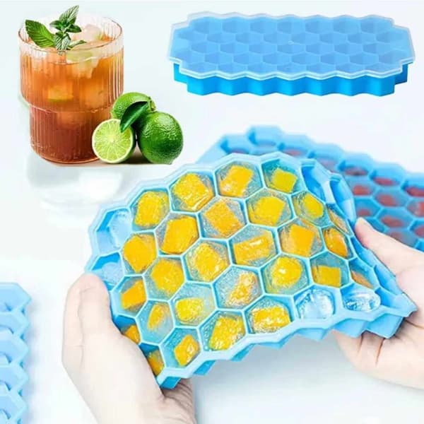2-Pack stablebar isform med lokk - Hexagon Ice Cube Mold Silikon
