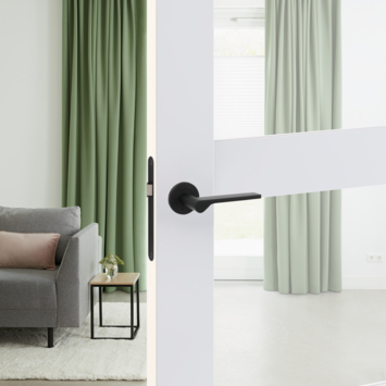 Karwei deurkruk set Warwick rond rozet zwart RVS