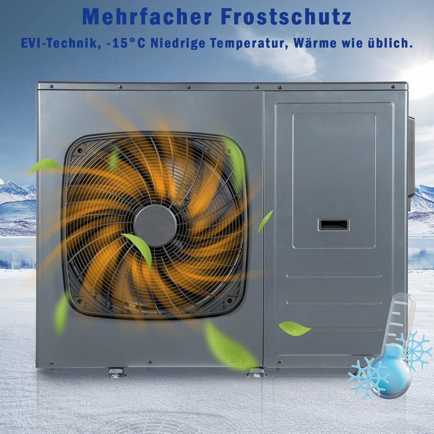 Smad R290 Inverter Luft Wärmepumpe, COP 4.8, 10KW, Warmwasser 30-60 ℃, Kühlung 5-25℃, Heizung 24-75℃, monoblock, Wifi, 220-240V 50Hz, Frostschutz, Silent-Modus, elektrische Zusatzheizung