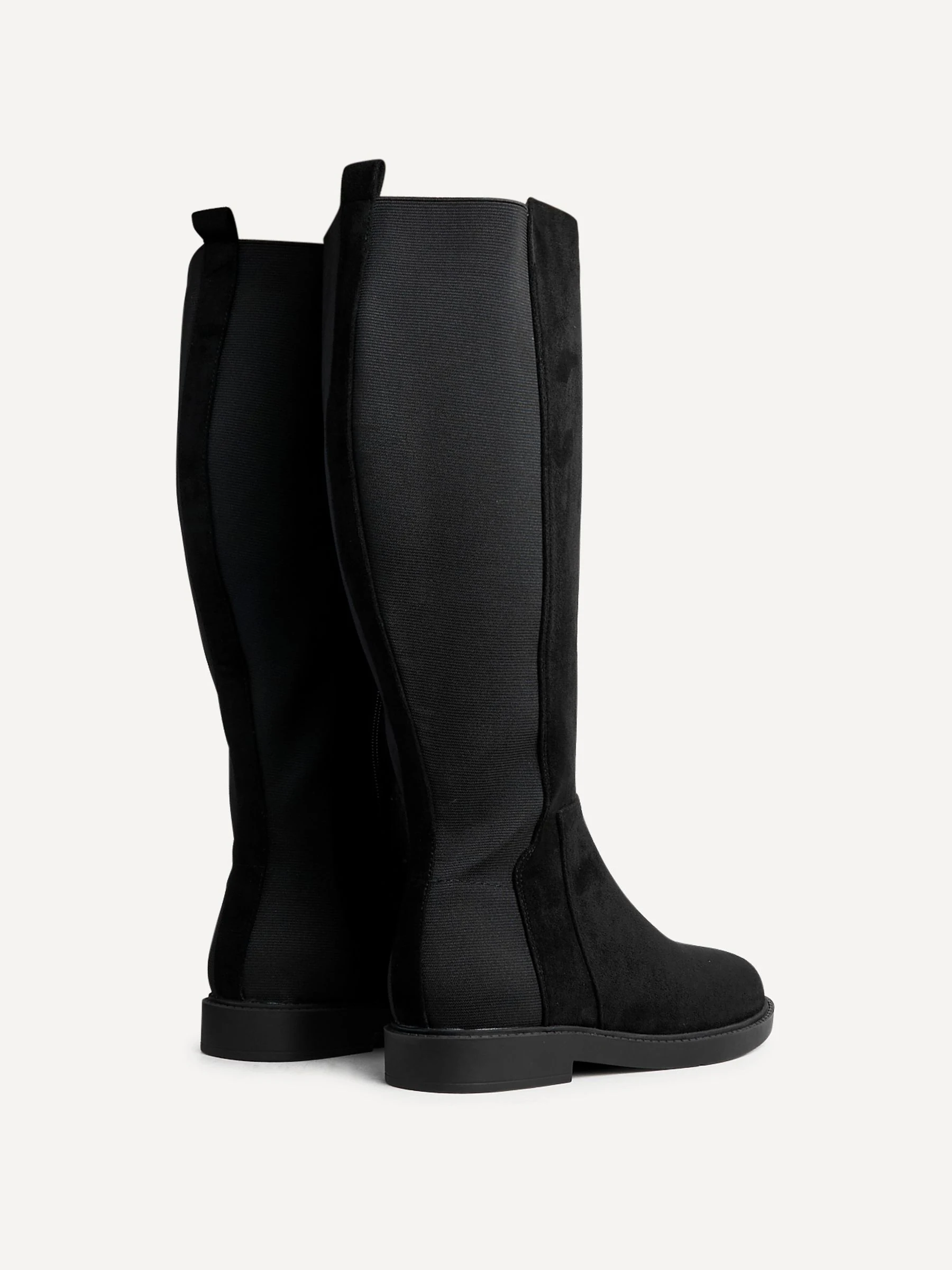 Zwart - Linzi Wide Fit Steel High Leg Boots With Stretch Panel