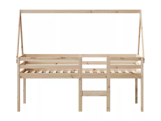 Lit haut sans matelas 90x190 cm bois de pin massif