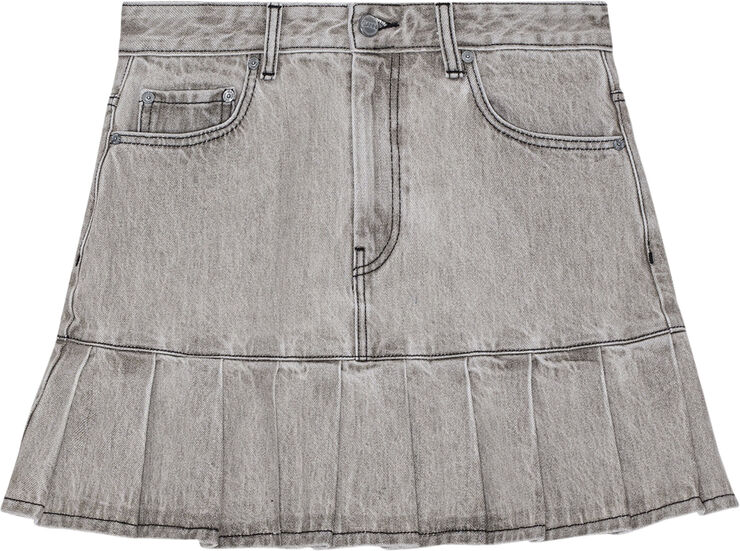 Ganni Future Denim Pleated Mini Skirt Gray quill