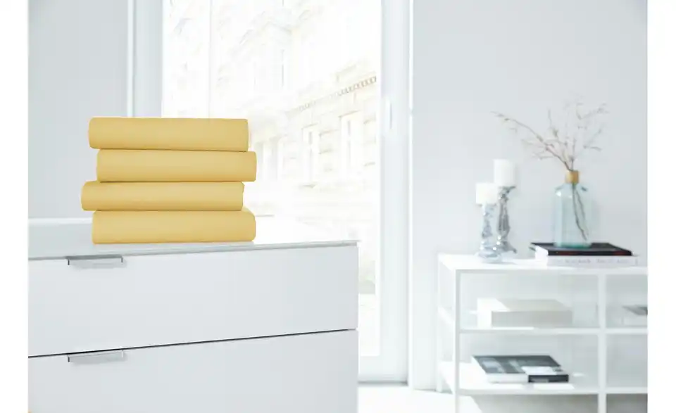 Jersey-Elastan Boxspringlaken Senfgelb 150 cm