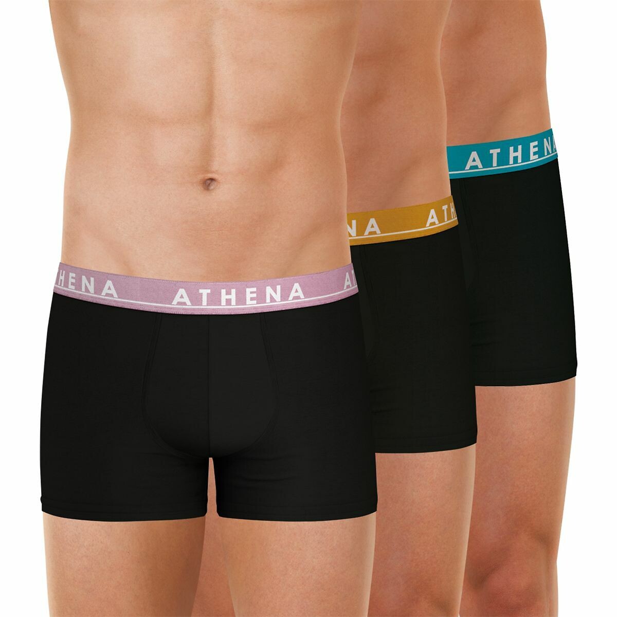 ATHENA<br>Conjunto de 3 cuecas boxer lisas Easy Color