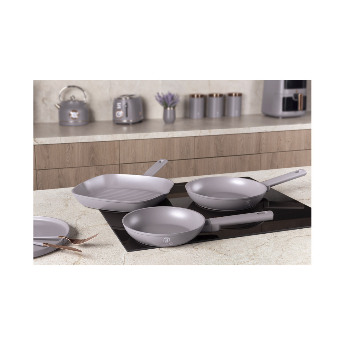 Berlinger Haus 3-teiliges Bratpfannen-Set Ø 20/24/28 cm Taupe Collection