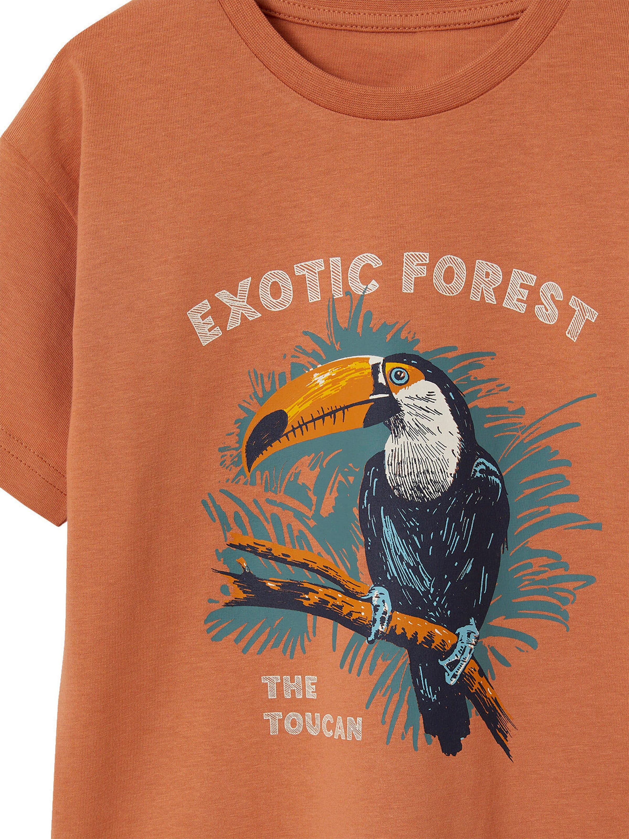 Vertbaudet Jungen T-Shirt mit Tierprint, Recycling-Baumwolle orange