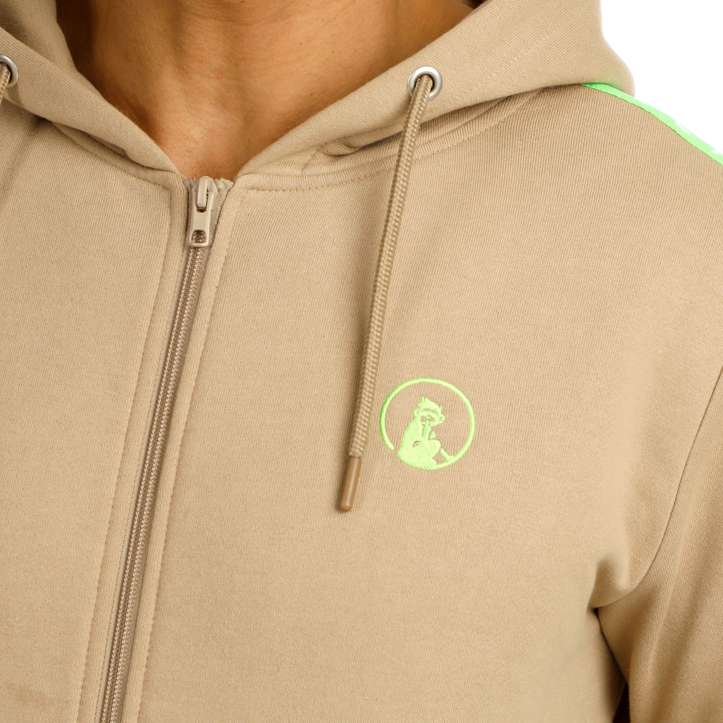 Quiet Please Wild Taped Zip Gilet En Coton Hommes - Beige , Vert Fluo