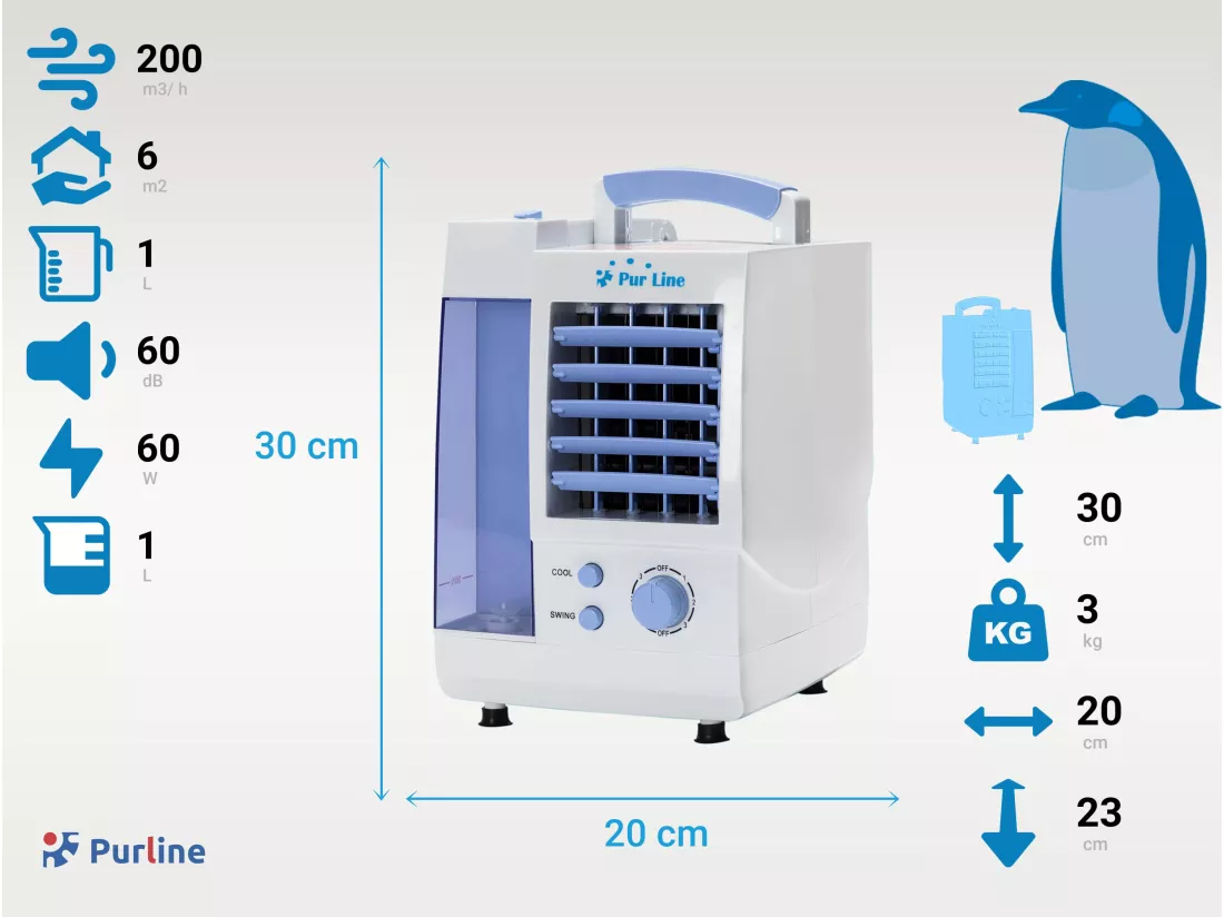 Rafraichisseur d'air par évaporation à débit élevé 3 vitesses