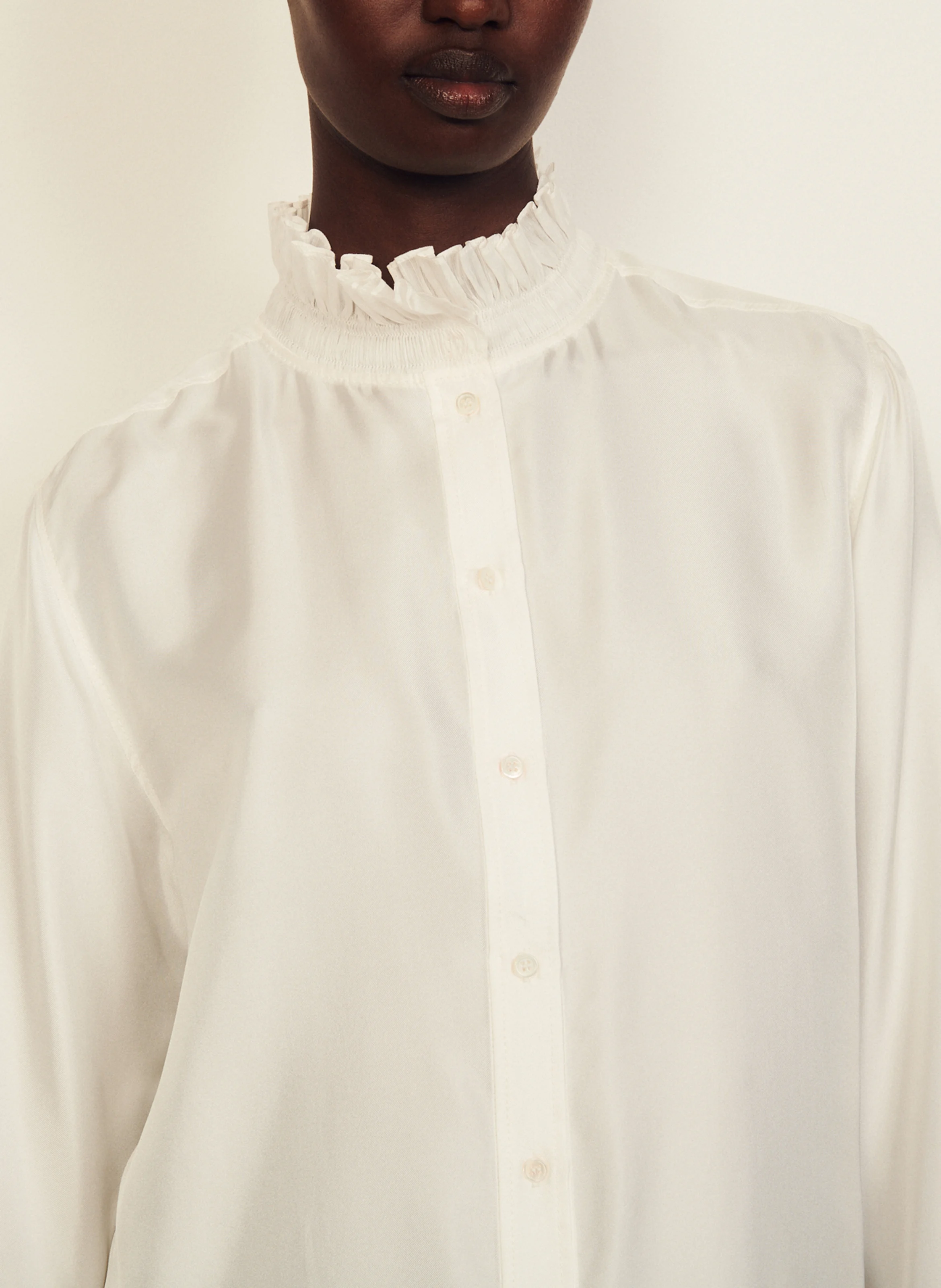 Chemise col victorien en soie | Blanc