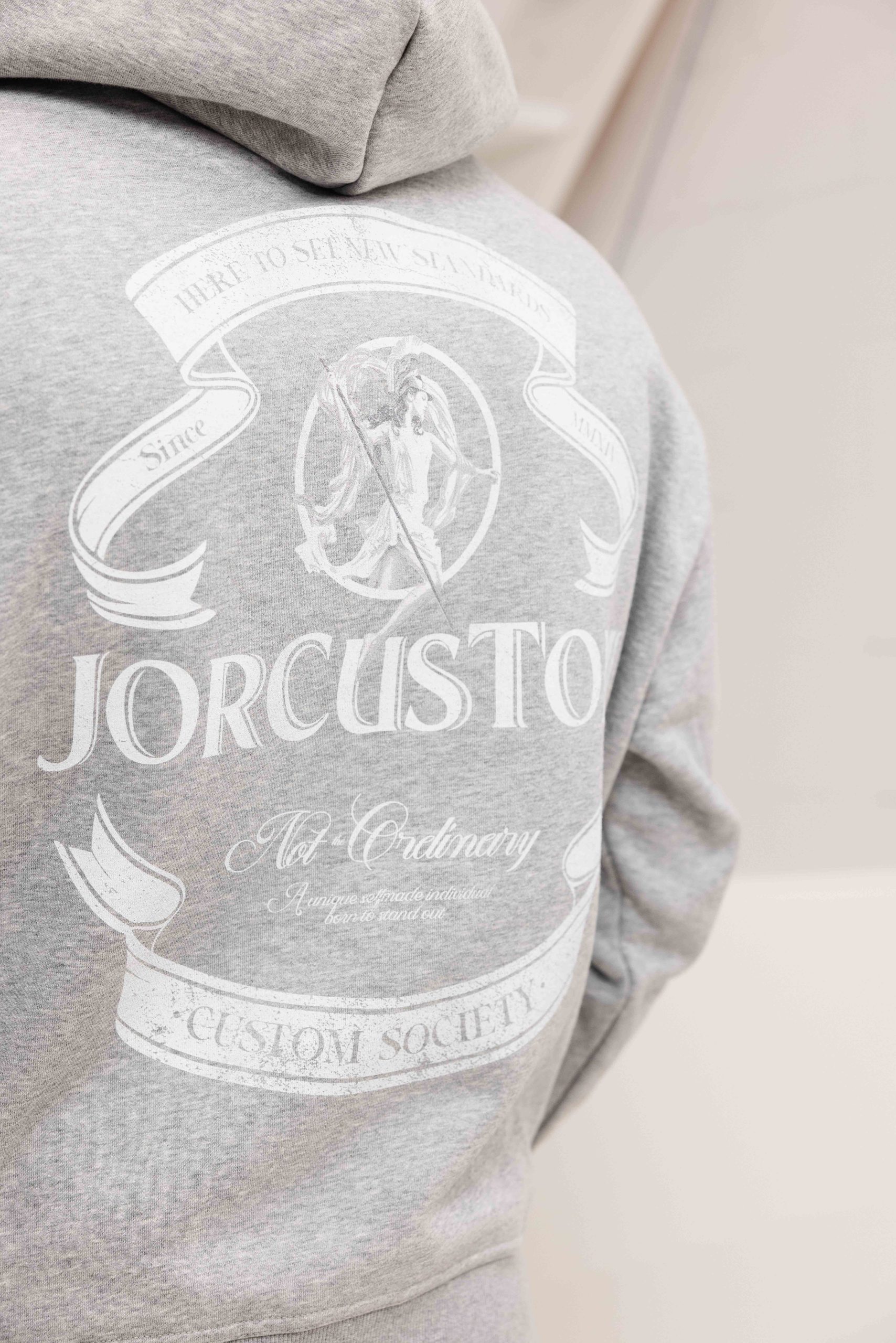 Jorcustom Ribbon Oversized Hoodie Heren Grijs
