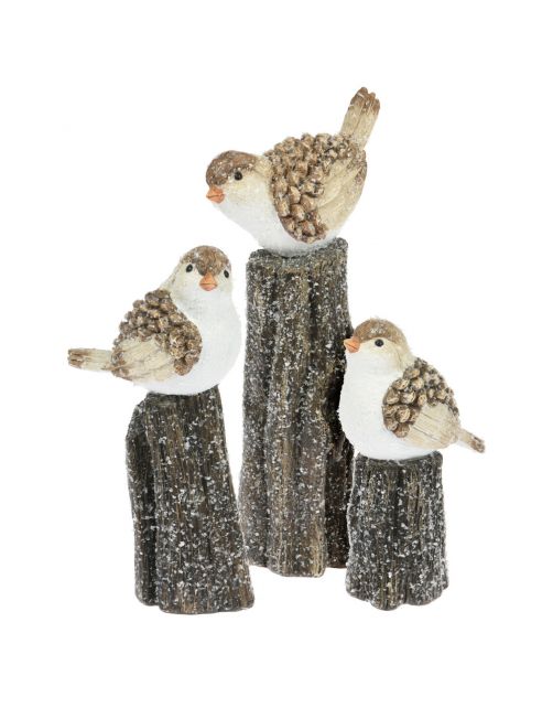 Homestyle Vogels Op Stam - Decoratie - 18x8x29 cm Beige Assorti