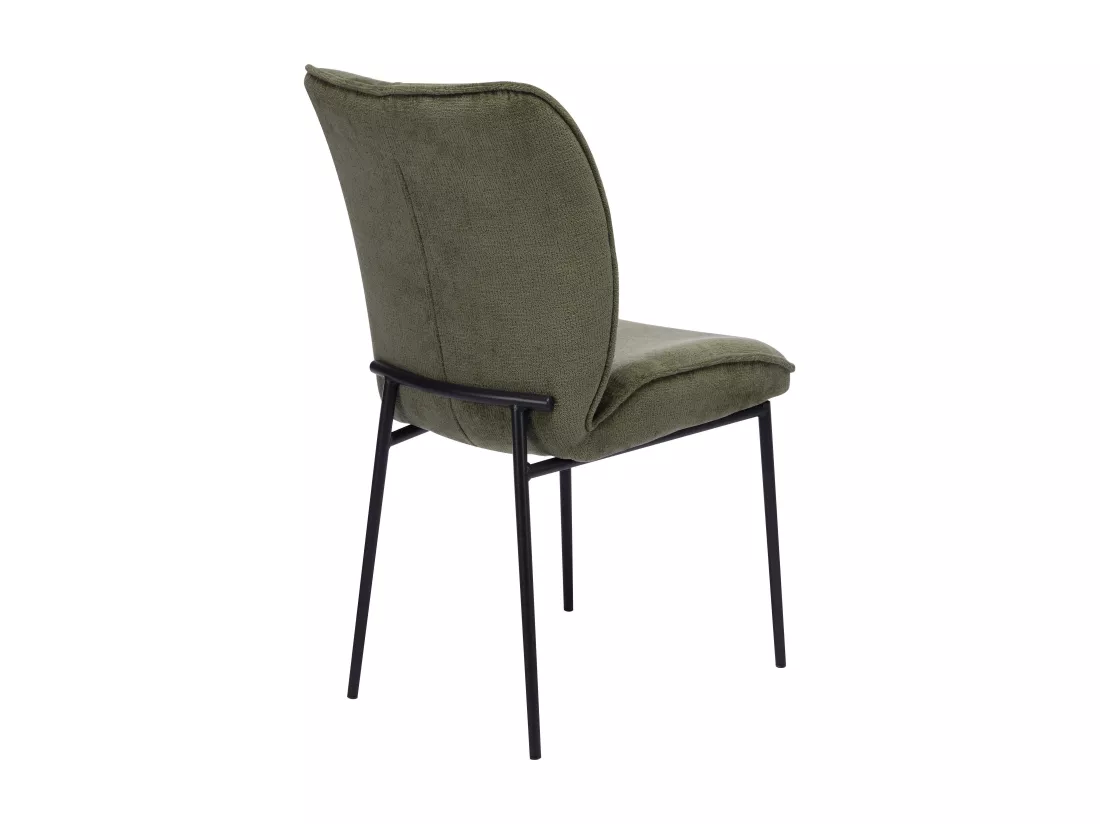 Lot de 2 chaises en tissu texturé et métal noir - Kaki - TIANIVA