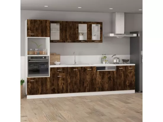 Armoire en verre suspendue Chêne fumé 40x31x60 cm