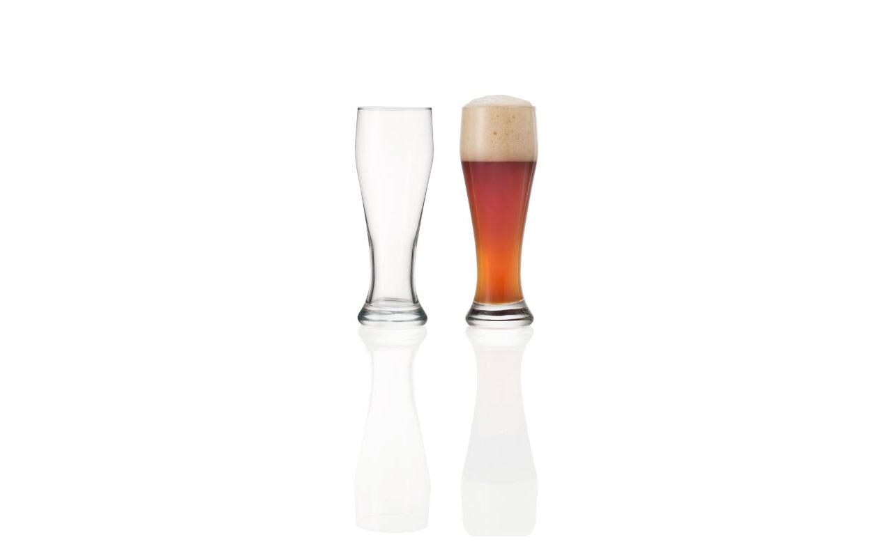 Bierglas Basic 400 ml, 2 Stück, TransparentGeschwungenes Weizenbierglas für Weizen- und Weissbiere