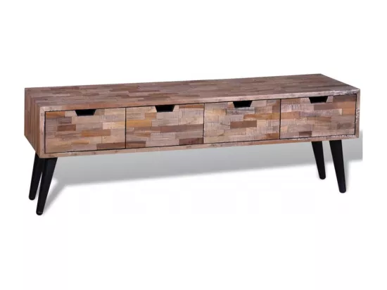 Table console TV avec 4 tiroirs Bois de teck recyclé