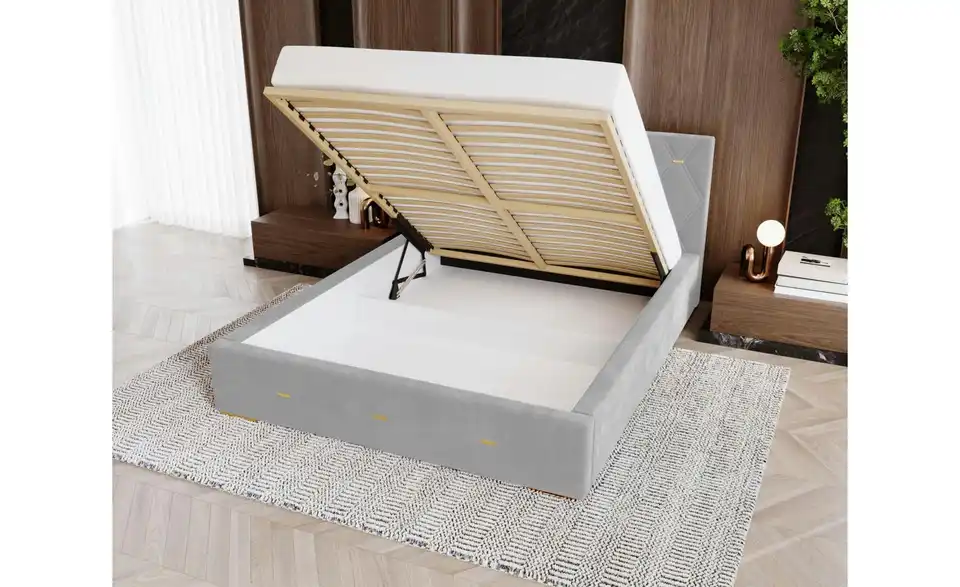 Polsterbett mit Stauraum Golden Premium 140x200 cm Bordeauxrot