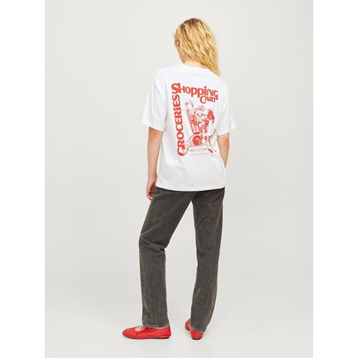 JJXX Josephine Loose T-shirt, Blanc de Blanc/Red, XL