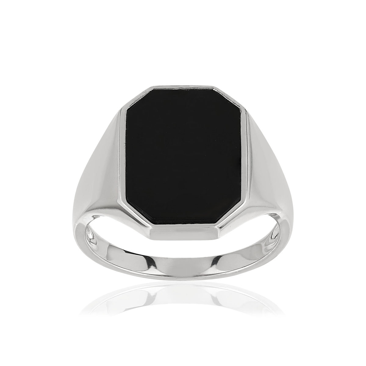 Chevalière argent 925 octogone onyx